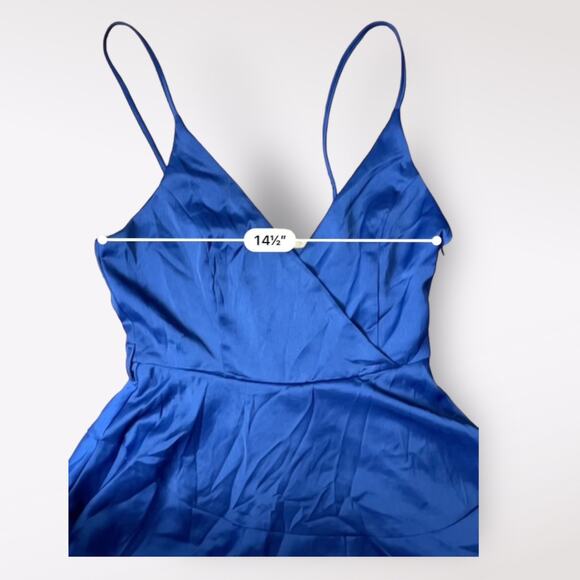 Altar’d State Navy Blue Satin Ruffled V-Neck Artesia Romper NWT Size S - Picture 7 of 10